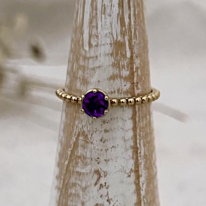 Engagement Amethyst Ring, Solitaire Ring, 9k Gold,..
