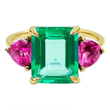 Solid Gold Emerald Cut Statement Ring, 9k/18k..