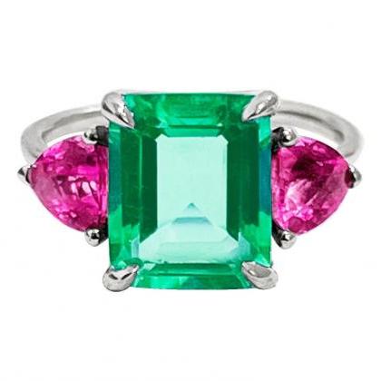 Solid Gold Emerald Cut Statement Ring, 9k/18k..
