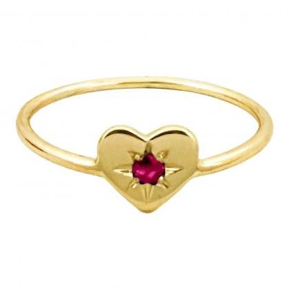 Engagement 18k solid gold heart rin..