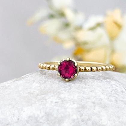 Natural Ruby Solid Gold Engagement Solitaire Ring,..