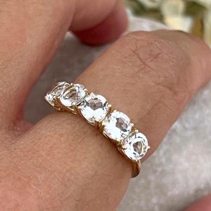Solid Gold Engagement Ring With White Topaz,..