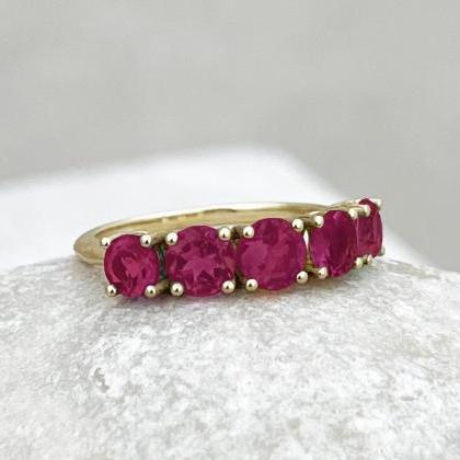 Solid Gold Engagement Ring With Natural Ruby,..
