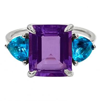  Amethyst solid gold statement ring..