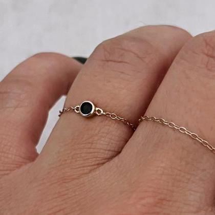Solid Gold Chain Ring With Natural Gemstone,..