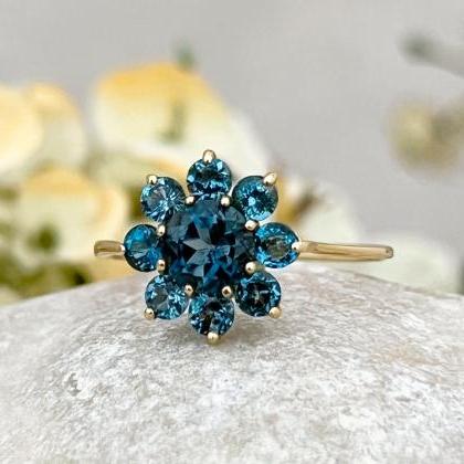 Floral Shape Solid Gold Engagement Ring With..