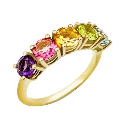  Solid gold engagement ring with mu..