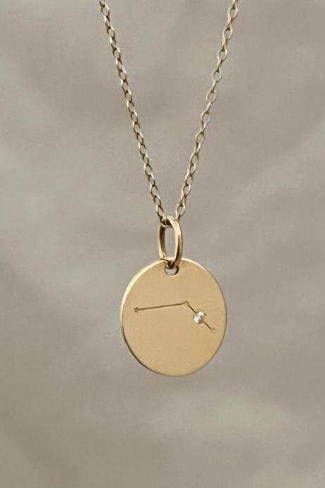 Custom constellation pendant, horoscope pendant, zodiac sign, constellation disk coin pendant, 9k gold, 18k gold, birthday gifts